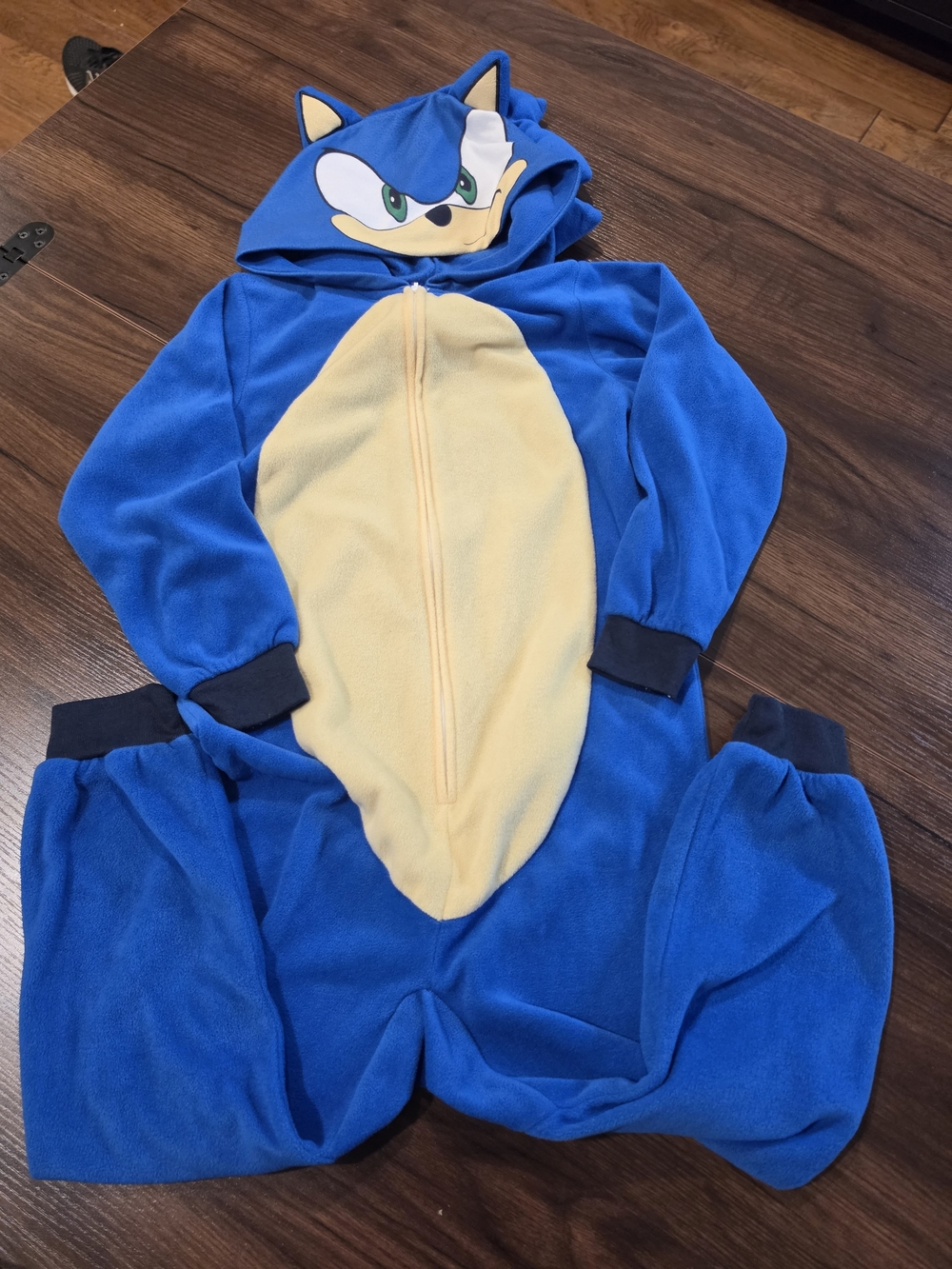 Blue & Cream Kids One-Piece Hooded Sonic Pajama